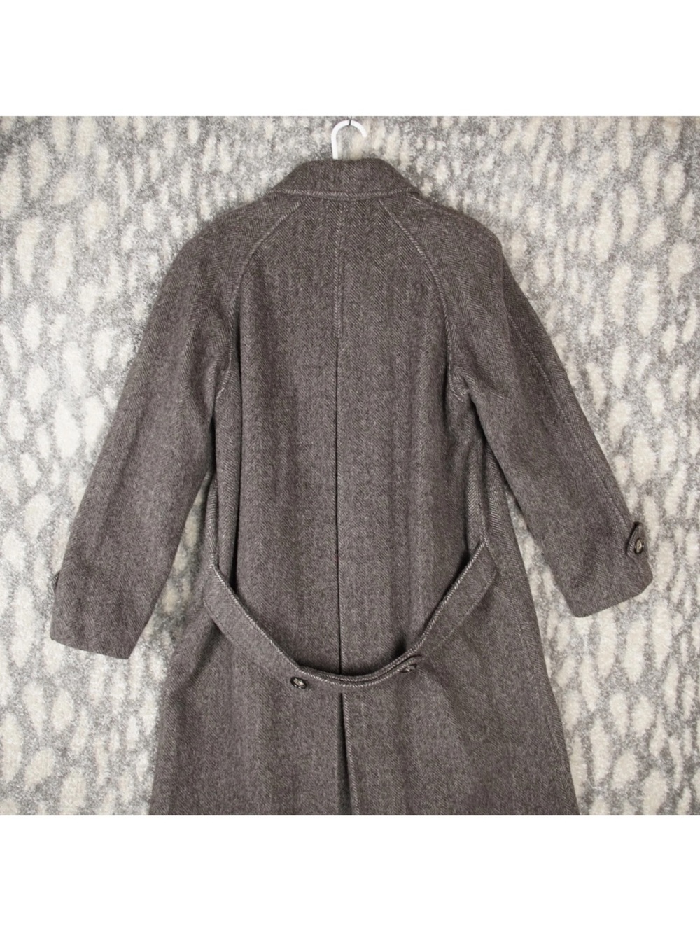 Vintage Regency Herringbone Wool Over Coat Womens SIze 6 Brown 90s Union Made - Picture 5 of 14